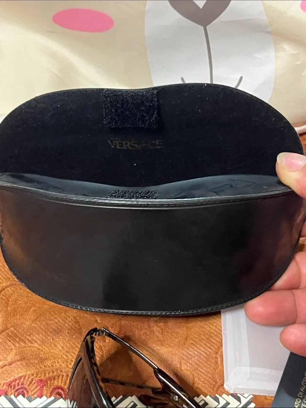 Versace Women's Black/Brown Gradient Oversized Sunglasses with Gold Logo
